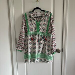 Harrington  Green Floral Cotton Tunic Dress
